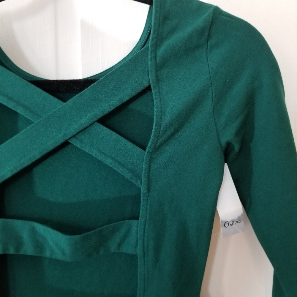 Aritzia Green Criss Cross Back Skater Dress - Picture 2 of 5